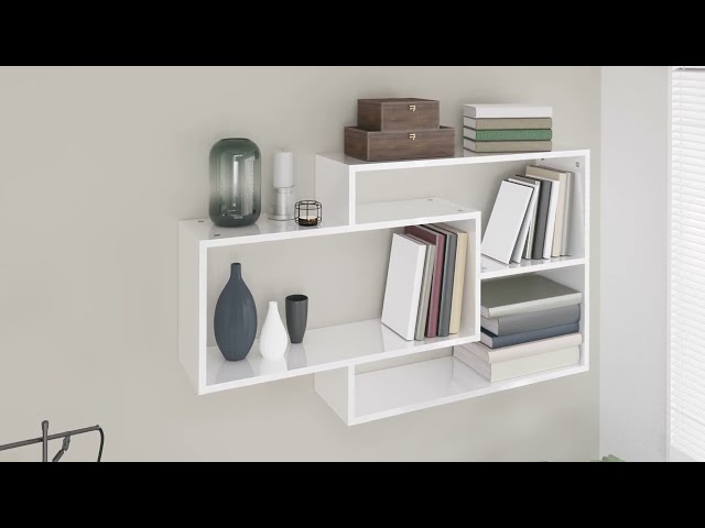 Video teaser for 800330 vidaXL Wall Shelves High Gloss White 104x20x58,5 cm Engineered Wood