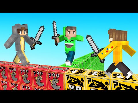 Minecraft 1v1v1 YouTuber Lucky Block Wall Battle!