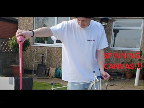 Spinning a canvas with a drill and painting, SPIN ART