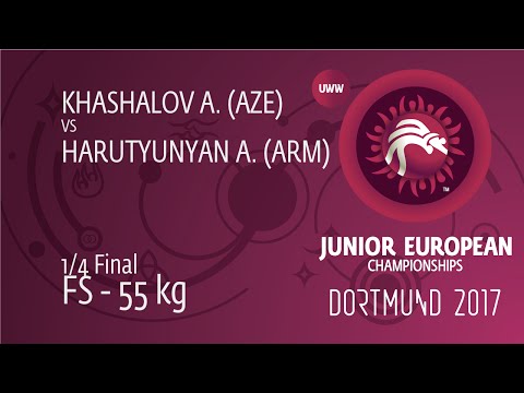 1/4 FS - 55 kg: A. KHASHALOV (AZE) df. A. HARUTYUNYAN (ARM) by FALL, 12-0