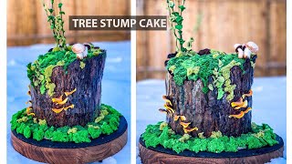 REALISTIC TREE STUMP CAKE | edible Moss tutorial
