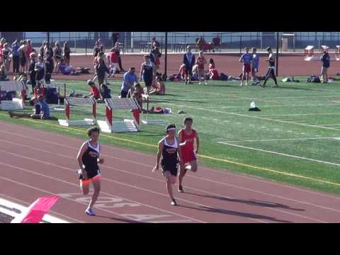 JVB 100m Heat 2 vs Huntington Beach 3-23-17 - Los Alamitos Boys