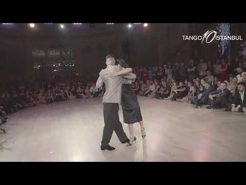 Javier Rodriguez  and  Fatima Vitale  are  dancing  to  the  tango  "  La Cachila  "  by  Osvaldo Pugliese  at  TanGO TO Istanbul  in  2018
