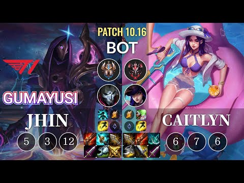 T1 Gumayusi Jhin vs Caitlyn Bot - KR Patch 10.16