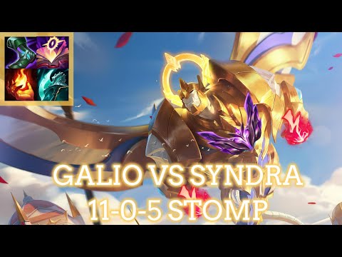 Galio vs Syndra: 11/0/5 stomp & Mid-Lane Domination!