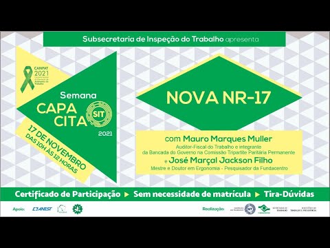 Semana CAPACITA SIT – 17/11/21 – “NOVA NR-17 (ERGONOMIA)”