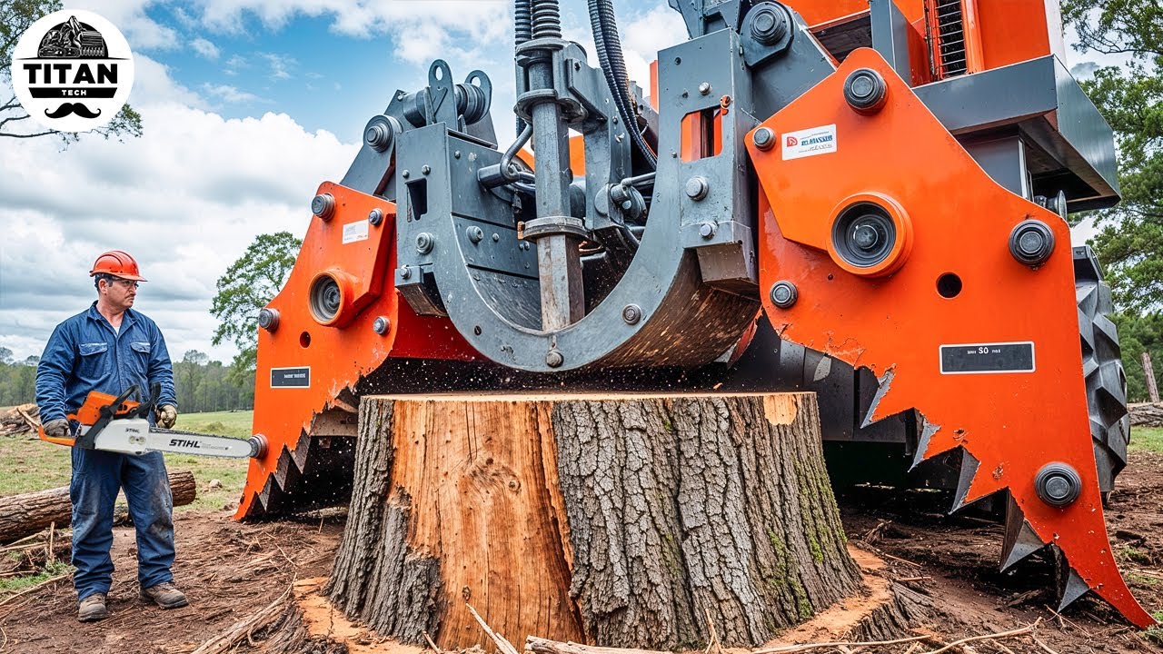 Extreme Dangerous Monster Stump Removal Excavator | Amazing Fastest Wood Chipper Machines #16