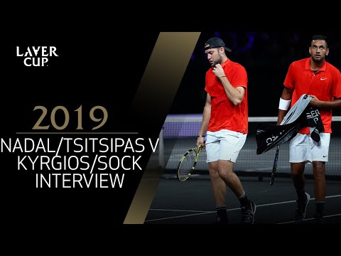 Kyrgios and Sock give an on-court interview after facing Nadal and Tsitsipas | Laver Cup 2019