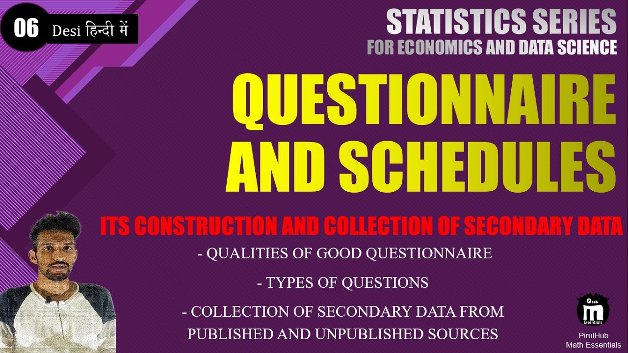 Questionnaires and Schedules | Sources of Secondary Data | #Statistics Series | Lec #06
