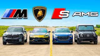 [carwow] BMW XM v Lambo Urus v AMG G63 v Audi SQ8: DRAG RACE
