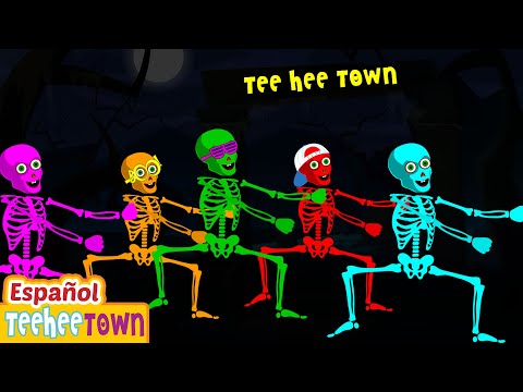 💀Cinco esqueletos bailando sobre la tumba | Canciones de Halloween para niños | Pueblo Teehee