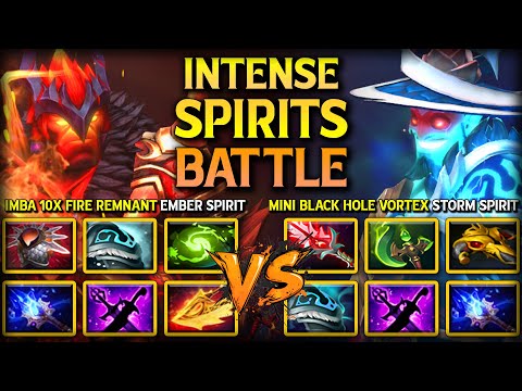 INTENSE SPIRITS BATTLE | IMBA 10X FIRE REMNANT EMBER SPIRIT VS. MINI BLACK HOLE VORTEX STORM SPIRIT