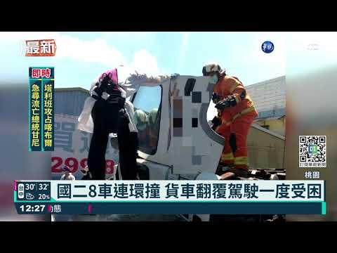 國二機場支線 西向1.8公里8車連環撞