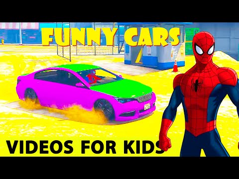 Color Children SPIDERMAN Cartoon CARS for Kids with Songs Nursery Rhymes Video