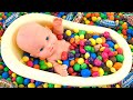 Satisfying Video L Mixing Candy In BathTub With Magic Slime Rainbow Skittles M M S ASMR