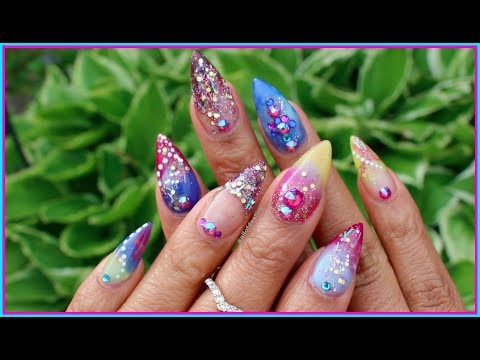 Bomb SPRING NAILS! | Colored ACRLYIC NAILS w Glitter! Video