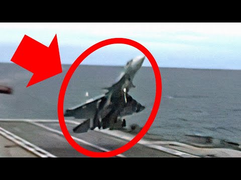Crazy Unsuccessful Cobra Maneuver on Aircraft Carrier