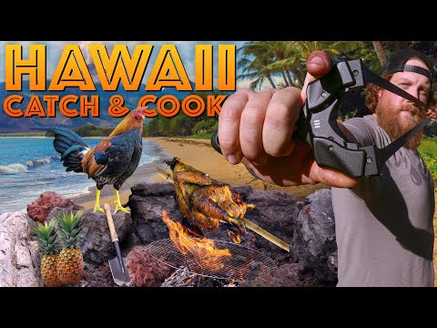 Slingshot Catch, Clean & Cook Wild Chicken in Hawaii - Ep. 2 of 5 Hawaii Catch and Cook Adventure