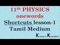11th Physics Tamil Medium Lesson 1 Onewords Shortcuts Kumar S Kanakku