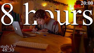 LIVE | 8-HOUR study with me 📚⛈️ rain sounds & pomodoro timer 60 & 10