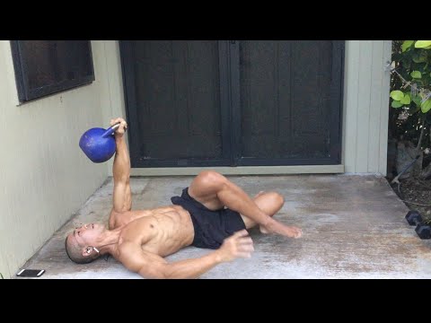 20 kg. Kettlebell Oblique Floor Press (left) - age 51, November 6, 2020