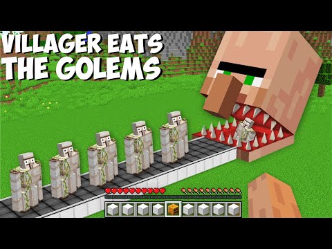 Why this EVIL VILLAGER HEAD EATING ALL GOLEMS in Minecraft ? SCARY VILLAGER !