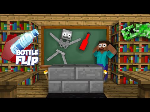 Monster School : Epic BOTTLE FLIP Challenge - Minecraft Animation