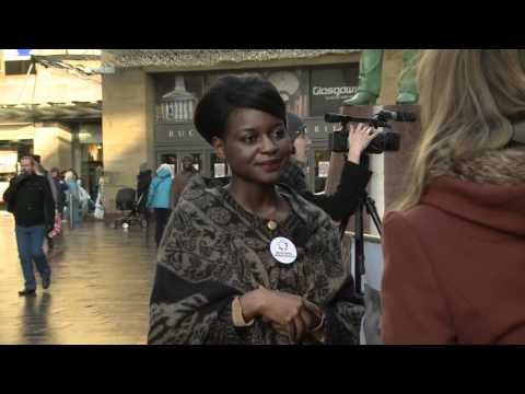 X- Factor's Gamu Busks on the streets of Glasgow for Scottish Charity Developing World Health