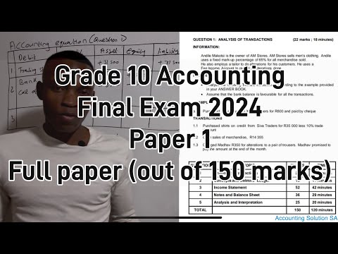 Grade 10 Accounting Paper 1 Final Exam 2024 [Full version out of 150 Marks]