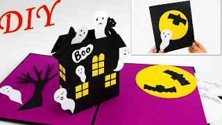Easy & Quick Haunted House Pop-Up Card Tutorial 👻 | DIY Halloween Card Idea | DG Handmade