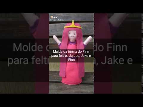 Molde da turma do Finn para feltro.Jujuba, Jake e Finn