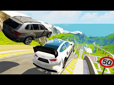 High Ramp Jump #10 Audi VS Bmw Car Crash - BeamNG Drive