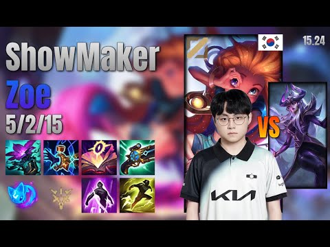 ShowMaker Mid Zoe vs Syndra lol KR solo rank Full Game 15.24 | 쇼메이커 조이 vs 신드라