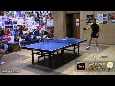 SPINLORD Blitzschlag 0.8 mm block and kill against topspin on SWORD 309 blade