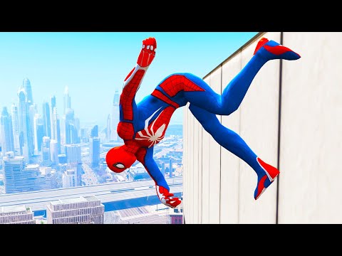 SPIDERMAN CRAZY JUMPS/FALLS #7 (GTA Spider-Man Fails)
