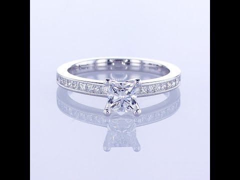 0.70CT 14KT WHITE GOLD PRINCESS CUT DIAMOND CHANNEL SET ENGAGEMENT RING (PART 1)