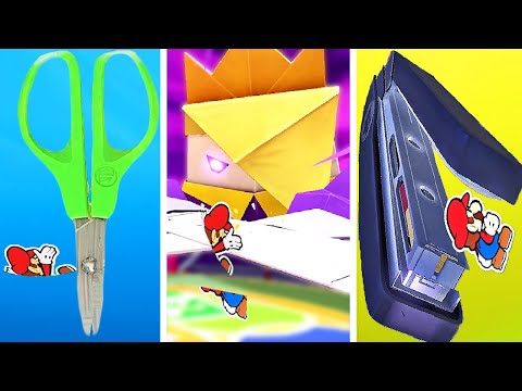 Paper Mario Origami King - All Boss Special Moves / Ultimate Attacks / Super Secret Moves