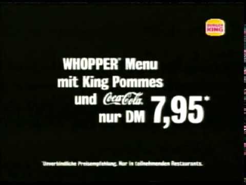 Burger King Whopper Menu - Die neuen King Pommes und CocaCola für DM 7,95