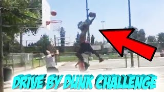 Derrick Jones Jr. tries the #DriveByDunkChallenge. EPIC POSTER!