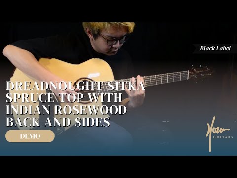 Hozen Guitars Black Label Fan-Fret Modified Dreadnought Spruce, Indian Rosewood w/Anthem image 16