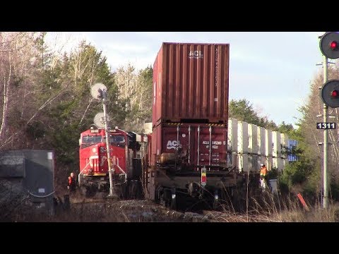 A Rare Meet! CN Trains 305 and 474 Meet at Lutesville East - Moncton, NB (Nov 18, 2017)