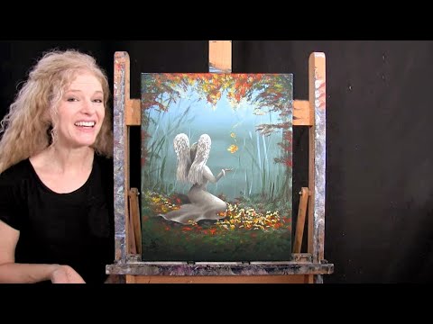 How to Draw and Paint "AUTUMN ANGEL" - Paint and Sip at Home - Fun and Easy Acrylic Painting Lesson