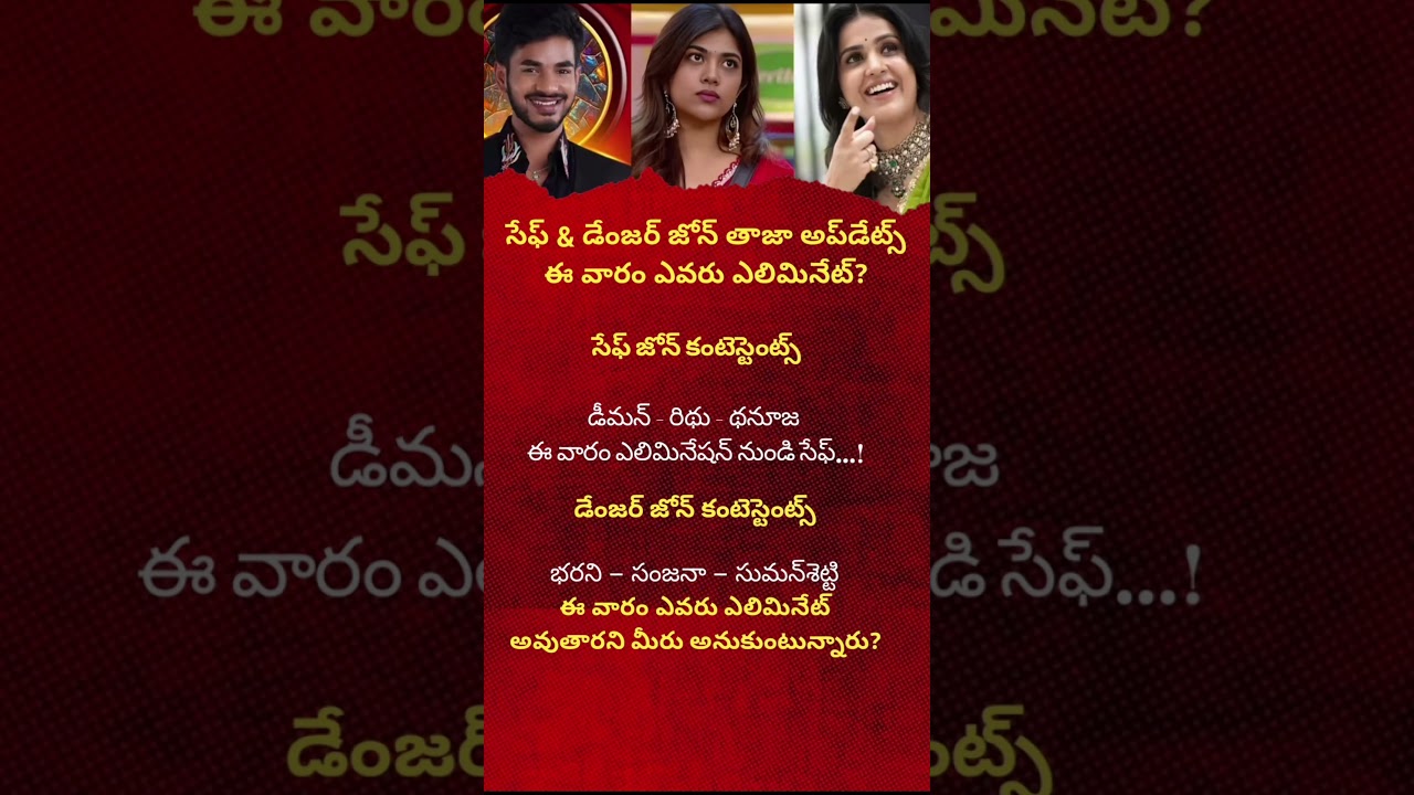 Bigg Boss Latest Update Safe Zone & Danger Zone Contestants | This Week Elimination Prediction