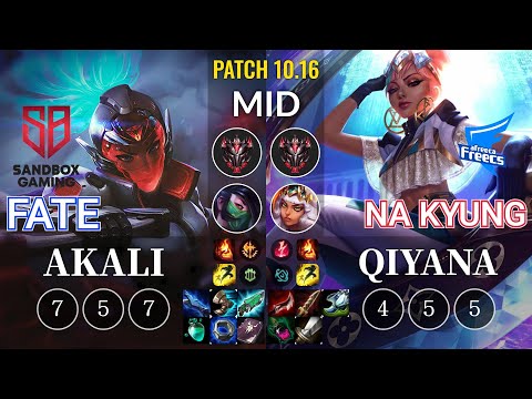 SB FATE Akali vs AF Na Kyung Qiyana Mid - KR Patch 10.16