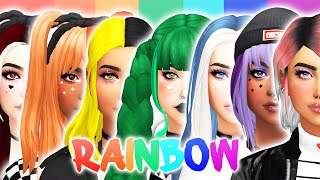 RAINBOW E-GIRLS 💛💗💚💙💜 +135 CC LINKS | The Sims 4 | Create a Sim
