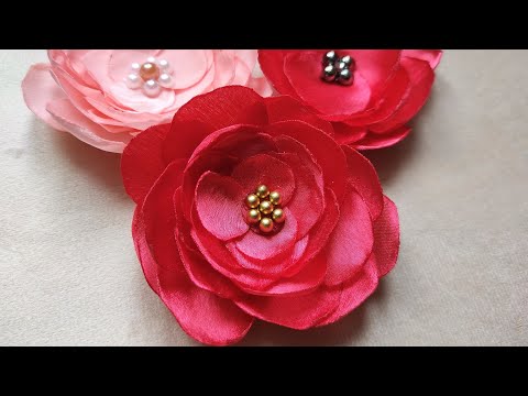 Fabric Flower Making || Easy Flower Making For Bigginers || Flower Making With Clothes