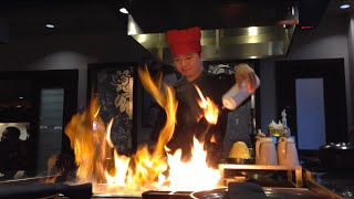 Professional Hibachi Grill Chef Preparing Deliciou
