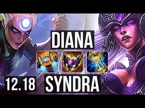 DIANA vs SYNDRA (MID) | 3.2M mastery, 6 solo kills, 1000+ games | EUW Diamond | 12.18