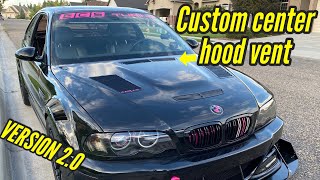 BMW E46 M3 custom made hood vent - DIY track aero - Center hood vent version 2.0 N15 design style