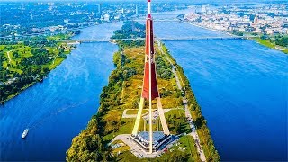 RIGA - LATVIA. Best Travel Destination in Baltic States. DJI Mavic Drone Aerial Footage in 4k.
